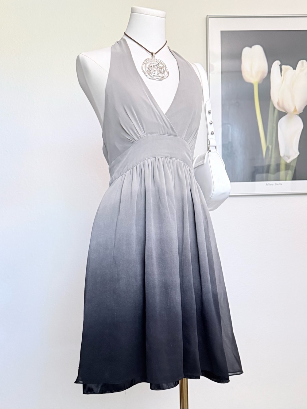 Y2K Express Silk Ombré Halter Dress Feminine Classic Whimsy